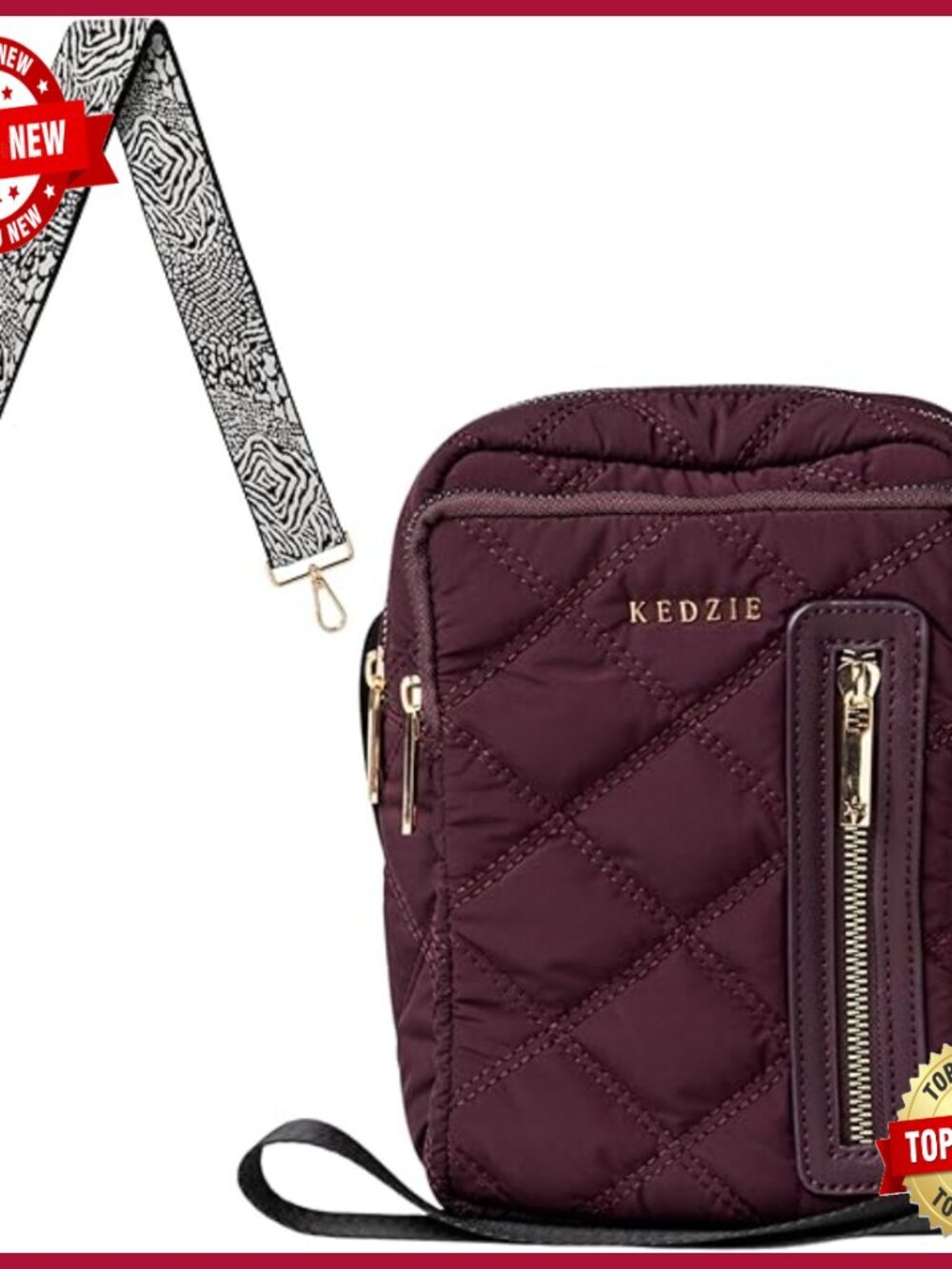 Quilted Puffer Convertible Sling Bag with Interchangeable Strap